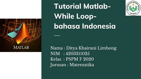 Tutorial Matlab While Loop Bahasa Indonesia Youtube