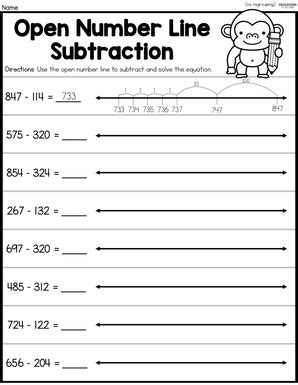 3-Digit Subtraction – Open Number Line (no regrouping) - Education to the Core Premium