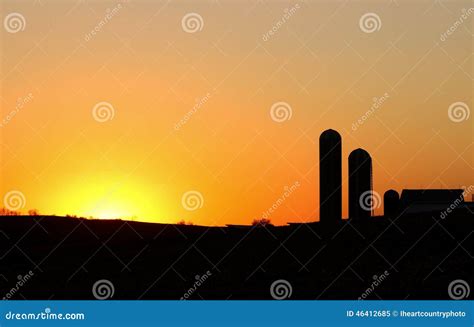 Farm Silhouette stock image. Image of landscape, farm - 46412685