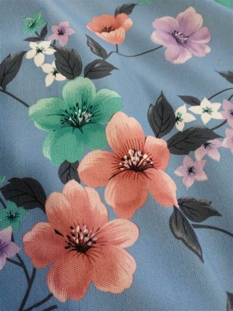 Vintage Polyester Cotton Blend Cornflower Blue Floral Fabric Approx 52 In By 60 In Great