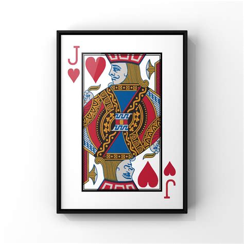 Jack of Hearts Playing Cards Wall Art Print Red Heart Card - Etsy