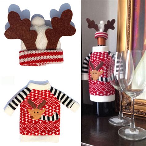 Christmas Wine Bottle Sleeve Cute Reindeer Wine Bottle Bag Cover For