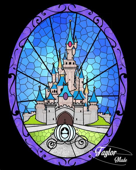 Cinderella S Castle Stained Glass Effect Disney Stained Glass Disney