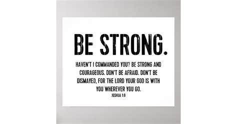 Modern Bible Verse Christian Be Strong Poster Zazzle