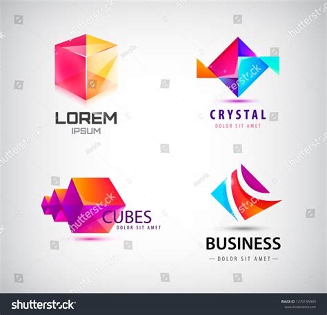 Vector Set Abstract Geometric 3d Logos Stock Vector Royalty Free 1270135909 Shutterstock