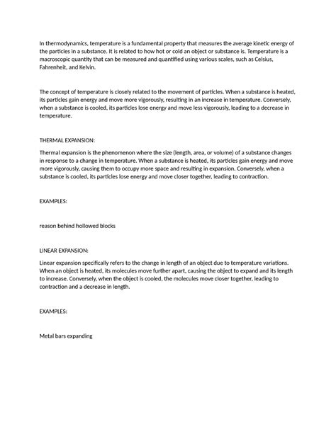 Thermodynamics Summary Biomedical Engineering In Thermodynamics