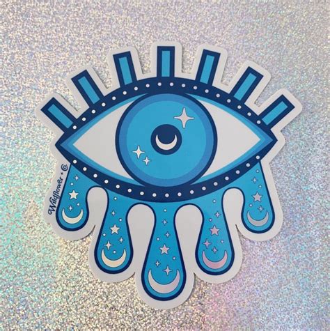 Cosmic Evil Eye Sticker Holographic Vinyl Aesthetic Etsy