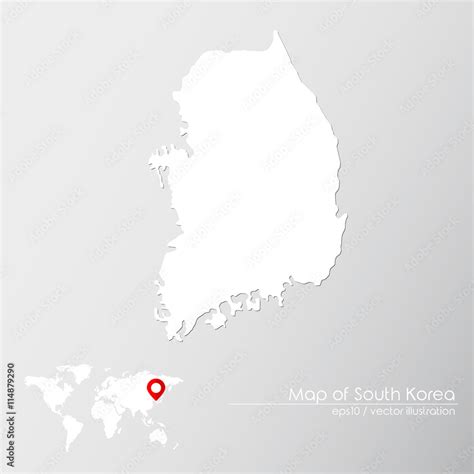 Vector map of South Korea with world map infographic style. Stock ...