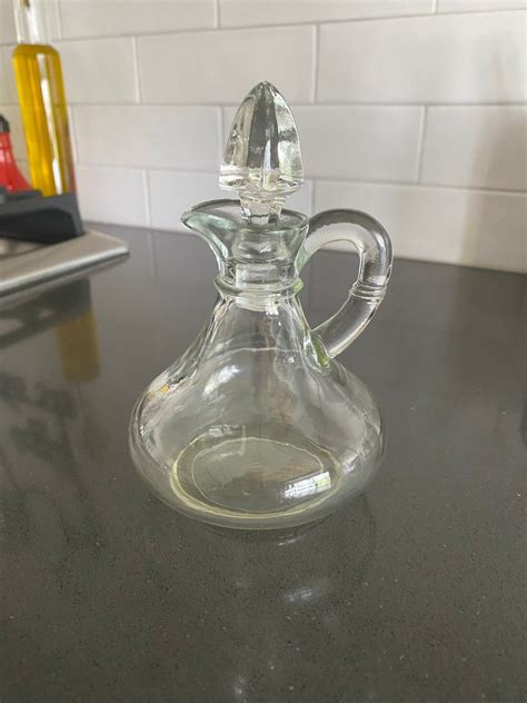 Vintage Clear Glass Cruet W Glass Stopper Lovely Etsy