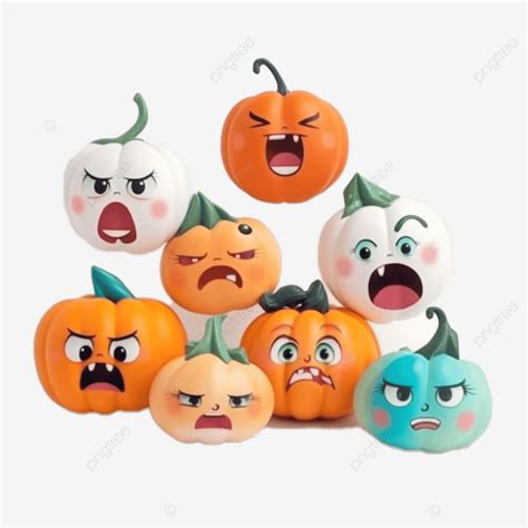 A Set Of Cute Pumpkin Faces, Halloween, Pumpkin, Pumpkin Decoration PNG ...