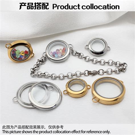 L Stainless Steel Twist Screw Closure Bracelet Glass Floating Locket