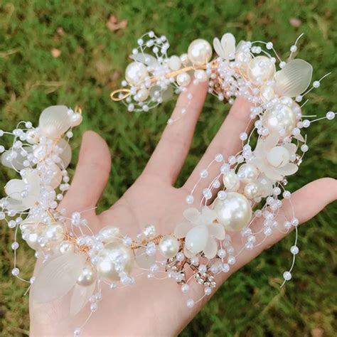 Bandeau De Sauna En Perles Et Fleurs Pour Patients Couronne De Mariage