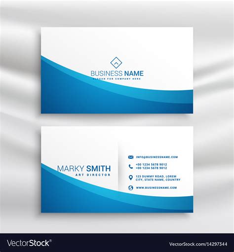 Blue wave business card template Royalty Free Vector Image