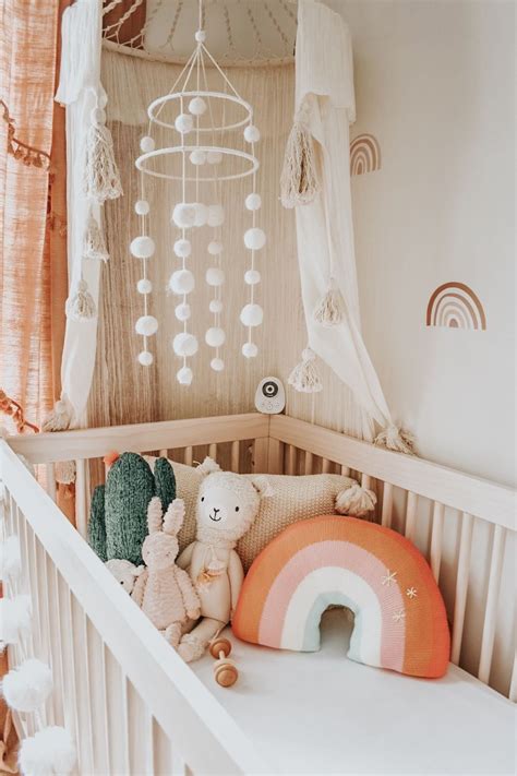 Boho Baby Nursery With Rainbow Decor 1000 In 2020 Baby Nursery