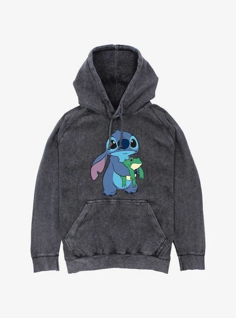 Disney Lilo And Stitch Froggie Mineral Wash Hoodie Black Hot Topic