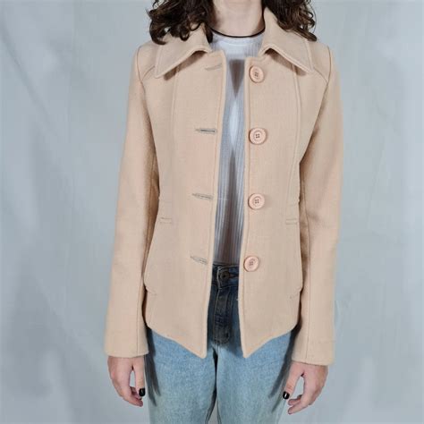 Casaco Lã Batida Bolsos Fechamento Botões Nude Alex Pp Casaco Feminino Alex Usado 85035542