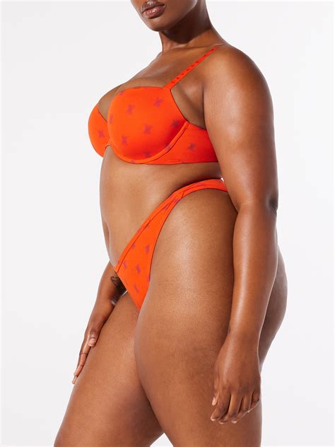 Cotton Essentials String Bikini Panty In Multi Orange Red Savage