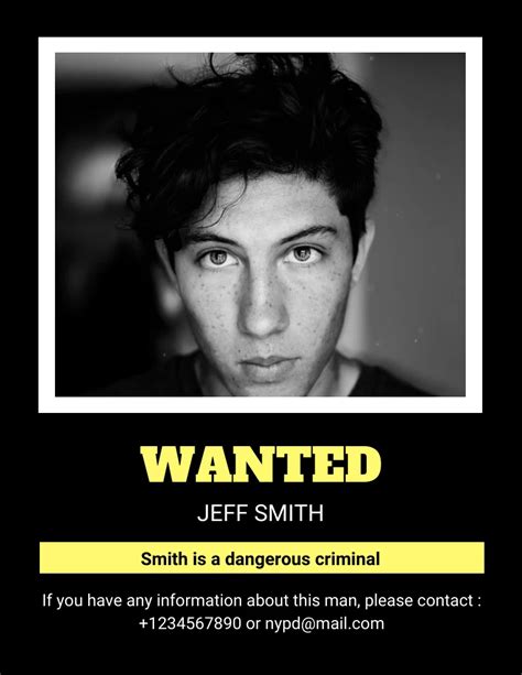 Black And Yellow Simple Most Wanted Poster Dangerous Criminal Venngage