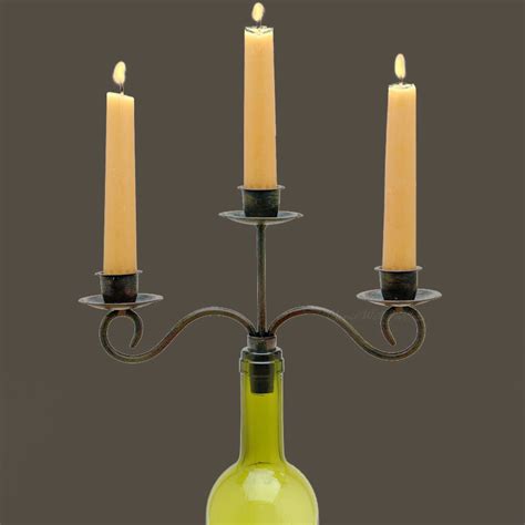 Antiqued Taper Candle Wine Bottle Candelabra