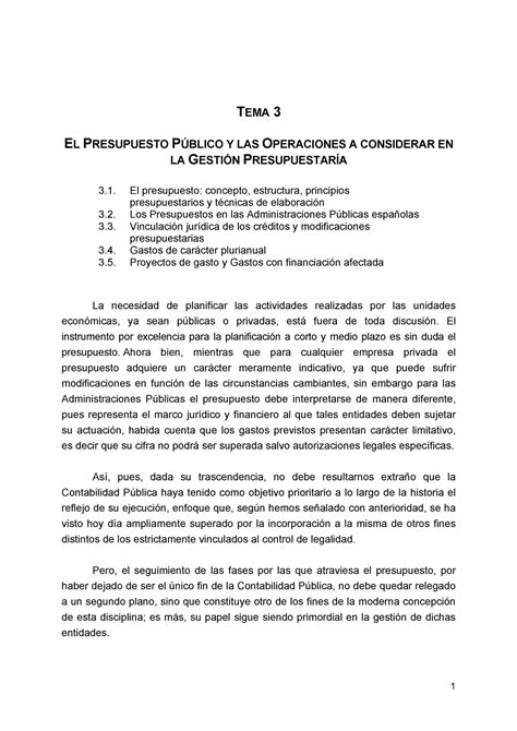 Tema El Presupuesto P Blico Y Las Operaciones A Considerar En La