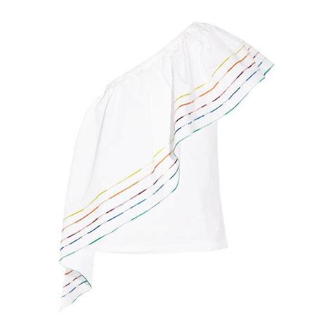 Rosie Assoulin One Shoulder Rainbow Blouse 995 Liked On Polyvore