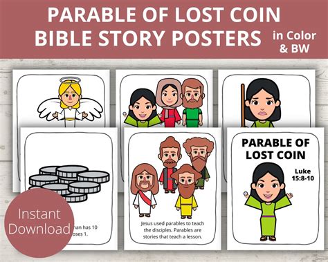 Parable Of Lost Coin Bible Story Poster Church Bulletin Etsy