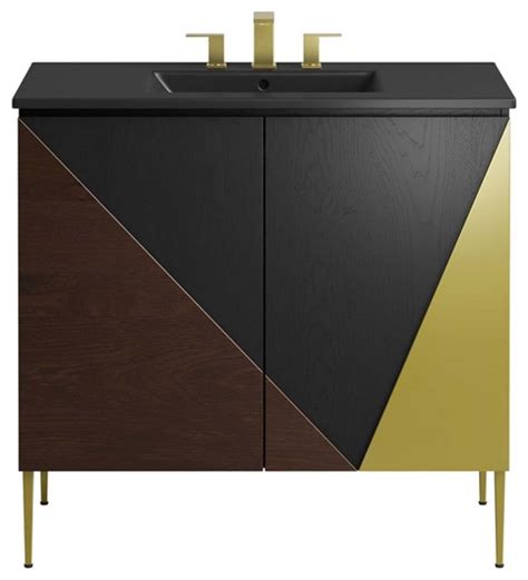 Modway Alchemist 36 Modern Wood Bathroom Vanity With Tapered Legs In Black Contemporary