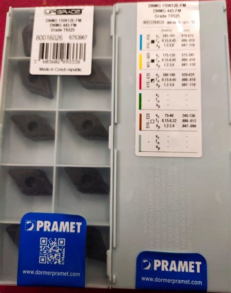 Carbide CVD DNMG 150612 PRAMET Turning Insert Material Grade FM T9325