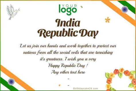 Customize India Republic Day Greeting Card For Company