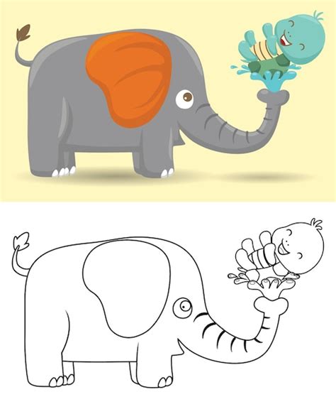 Ilustraci N De Elefante Y Tortuga Vector Premium