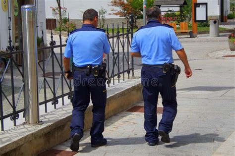 Backside Of Two Slovenian Police Officers Editorial Stock Photo Image