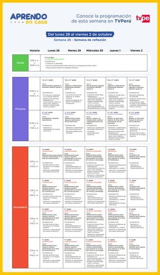 Horario Programas Semana 26 Pdf Para Educacion Primaria PDF