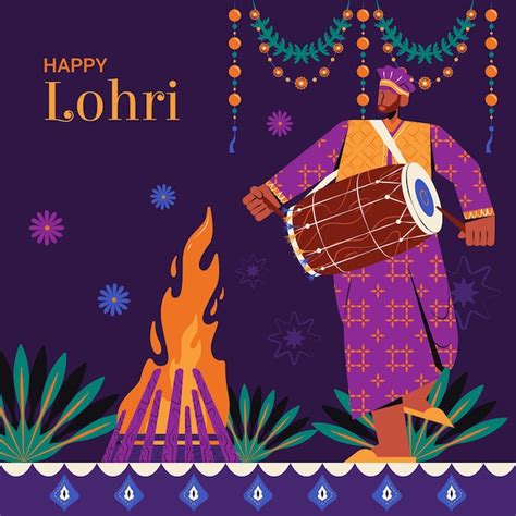 Premium Vector Flat Illustration For Lohri Festival