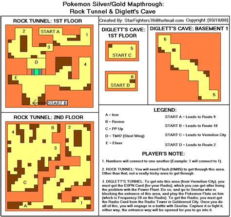 Pokémon Gold Silver Rock Tunnel Diglett s Cave Map