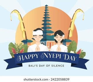 Translation Happy Nyepi Day Happy Balis Stock Vector Royalty Free