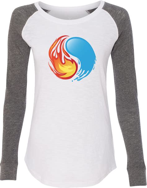 Yin Yang Fire And Water Ladies Long Sleeve Preppy Patch Yoga Shirt