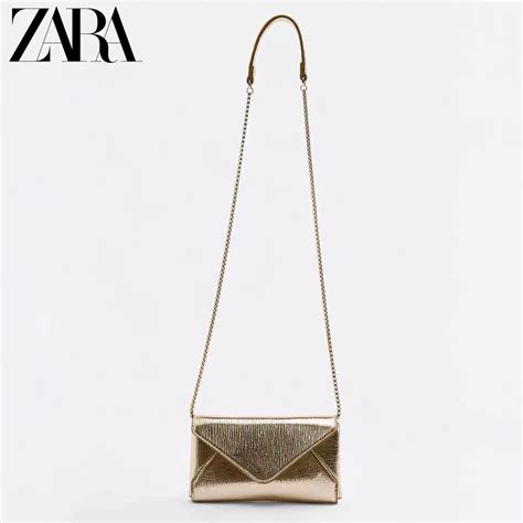 Saco Zara Envelope Envelope Mini Saco Dourado De Festa Ombro Em