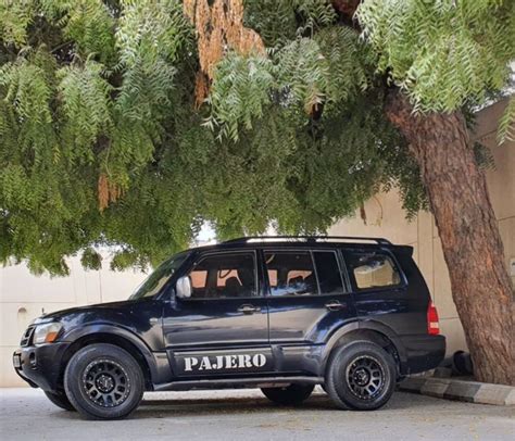 Black Suv With Pajero Branding Parked Under A Tree