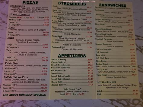 Menu at Leo's Pizza pizzeria, Johnstown