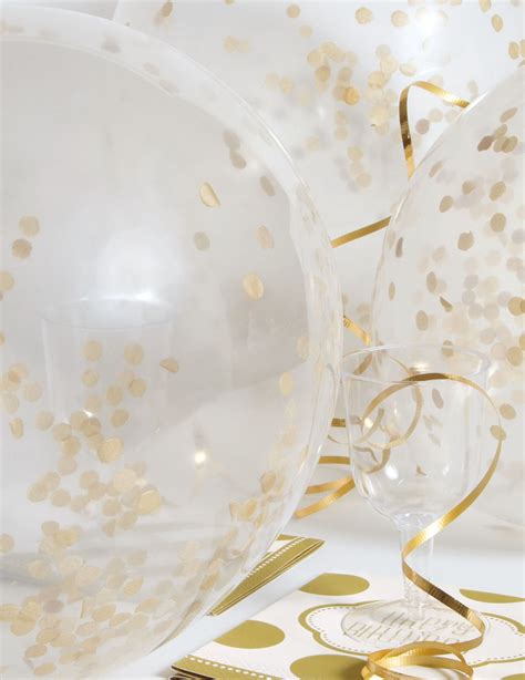 Ballons En Latex Transparents Avec Confettis Ocre Dor Cm