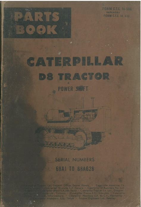 Caterpillar D8 Tractor Parts Manual Serial Numbers 68a1 To 68a628