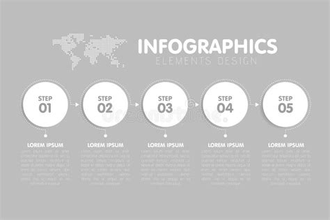 Weltkarte D Mit Satz Infographics Elementen Vektor Abbildung