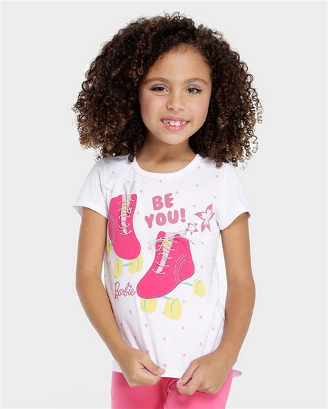 Riachuelo Camiseta Infantil Barbie Patins Branco Tam A