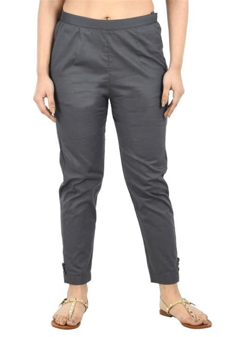 Buy Preego Women Dark Grey Stylish Cotton Blend Trouser Pant Online At Best Prices In India