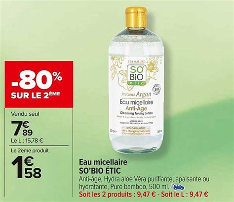 Promo Eau Micellaire So Bio Tic Chez Carrefour Market Icatalogue Fr