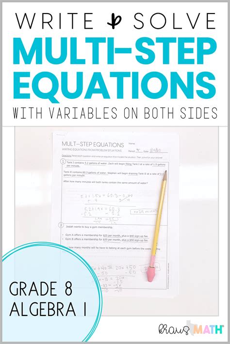 Writing Two Step Equations Worksheet E Street Light