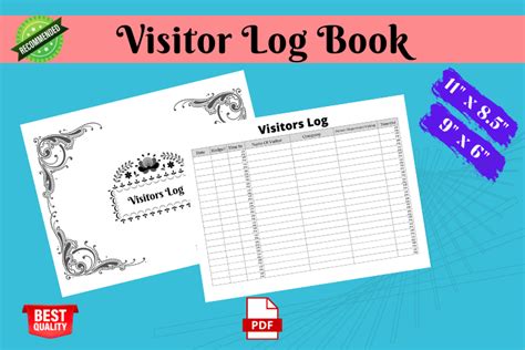 Visitor Log Book Graphic By Kdp Lot · Creative Fabrica