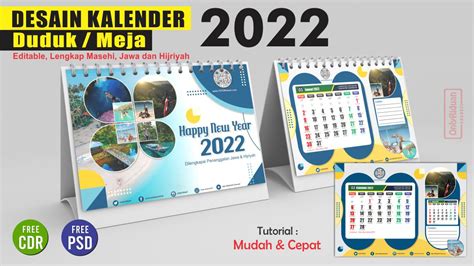 Desain Kalender Duduk Meja 2022 Lengkap Masehi Jawa Hijriyah Free Cdr And Psd