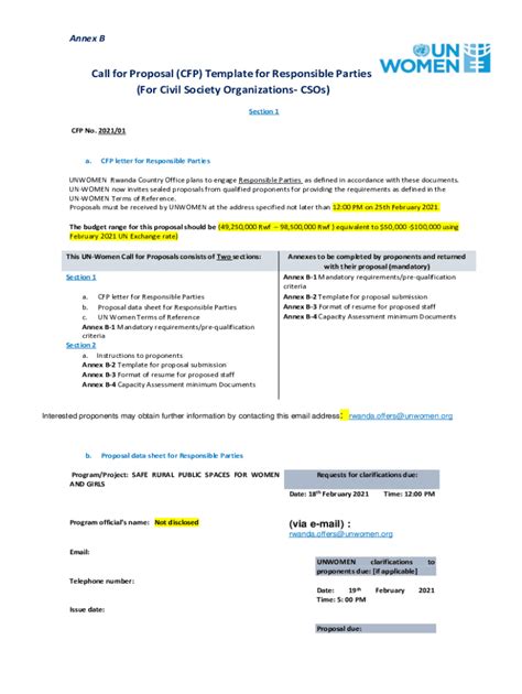 Fillable Online Call For Proposal Cfp Template For Responsible