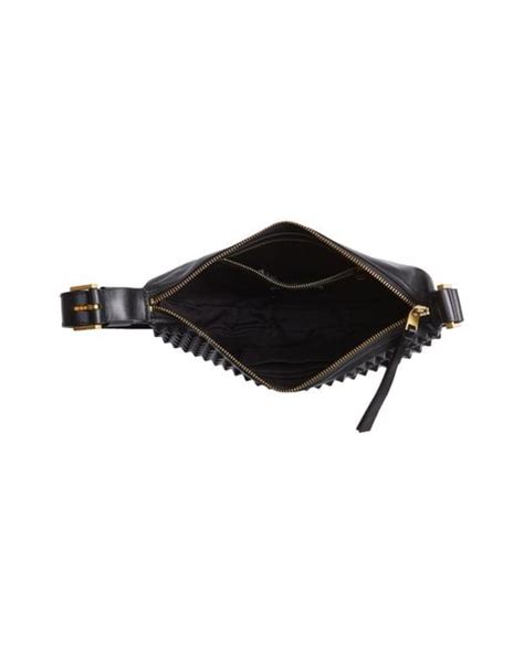 AllSaints Half Moon Studded Leather Crossbody Bag In Black Lyst